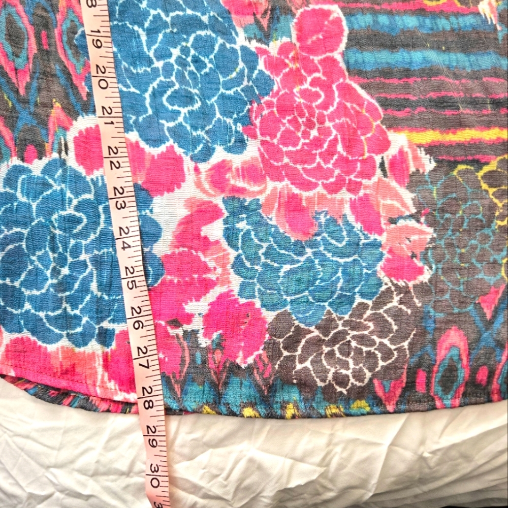 Anthropologie Fig and Flower Blouse Top Pink & Blue Floral Lace Back Boho 2X - Picture 12 of 12